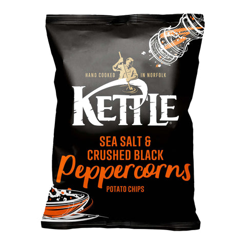Kettle Chips Sea Salt & Crushed Black Peppercorns Sharing Crisps - 130g - British Snacks