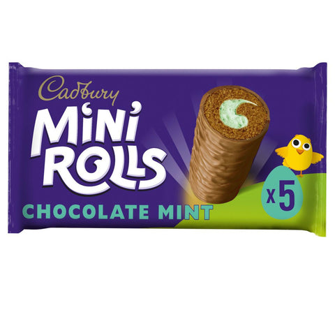 Cadbury 5 Chocolate Mint Mini Rolls - 5 Pack - British Snacks