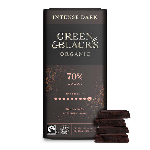 Green & Black's Organic 70% Dark Chocolate Bar - 90g - British Snacks