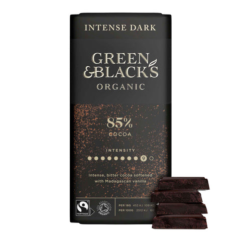 Green & Black's Organic 85% Dark Chocolate Bar - 90g - British Snacka