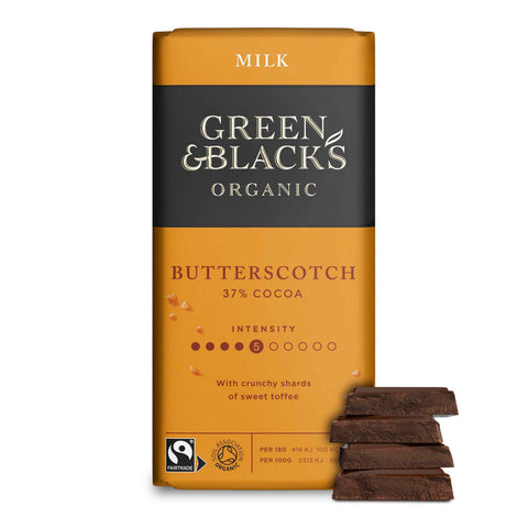 Green & Black's Organic Butterscotch Milk Chocolate Bar - 90g - British Snacks