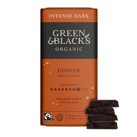 Green & Black's Organic Ginger Dark Chocolate Bar - 90g - British Snacks