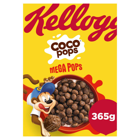 Kellogg's Coco Pops Mega Pops Chocolate Breakfast Cereal - 365g - British Cereal for Expats