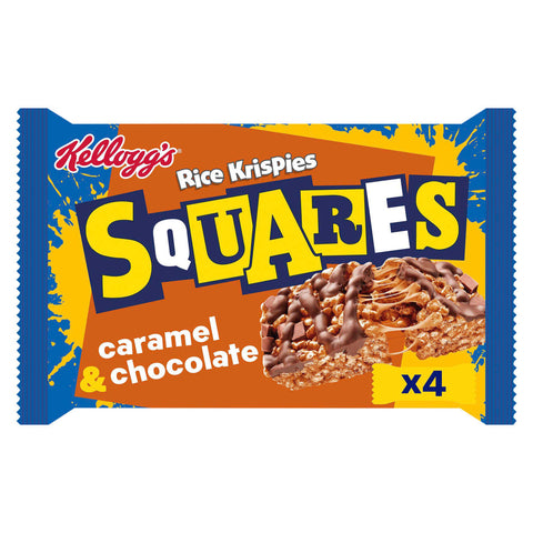 Kellogg's Rice Krispies Squares Curious Caramel & Chocolate Snack Bars (4x36g) - British Snacks