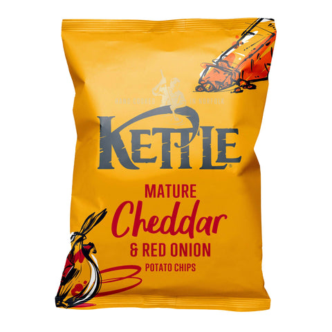 Kettle Chips Mature Cheddar & Red Onion Sharing Crisps - 130g - British Snacks