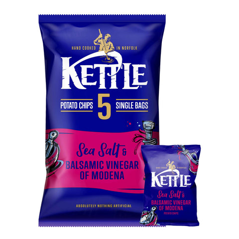 Kettle Sea Salt & Balsamic Vinegar of Modena Potato Chips (5x25g) - British Snacks