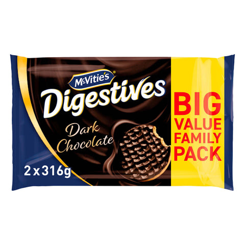 McVitie's Dark Chocolate Digestives Biscuits Twin Pack - 2x316g - British Snacks