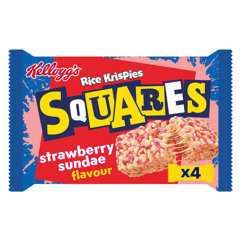 Rice Krispies Squares American Style Strawberry Sundae Flavour Bars (4x29g) - British Snacks