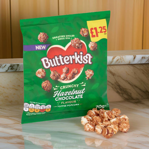 Butterkist Hazelnut Chocolate Toffee Popcorn 70g - (£1.25 Bag) - BRITISH POPCORN