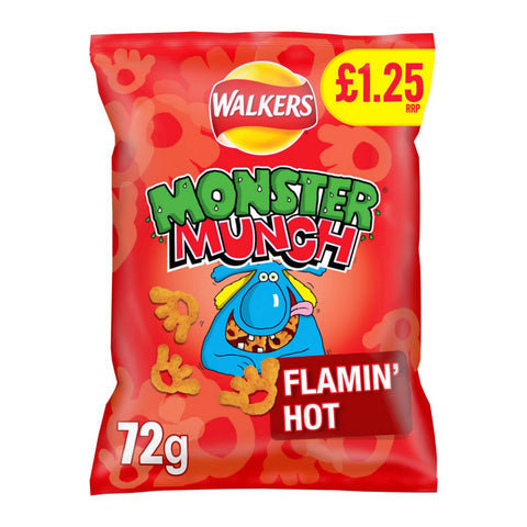 Monster Munch Flamin’ Hot 72g – (£1.25 Bags) - British Snacks