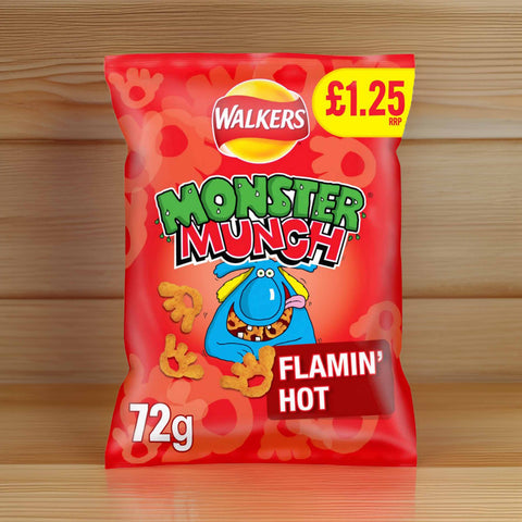 Monster Munch Flamin’ Hot 72g – (£1.25 Bags) - British Crisps