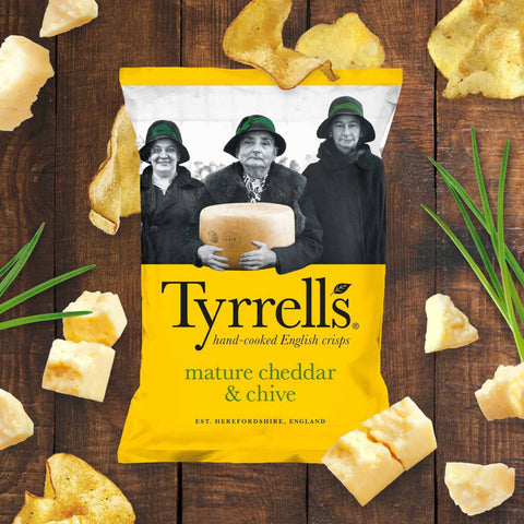 Tyrrells Mature Cheddar and Chive Sharing Crisps - 150g - British Classic Crisps