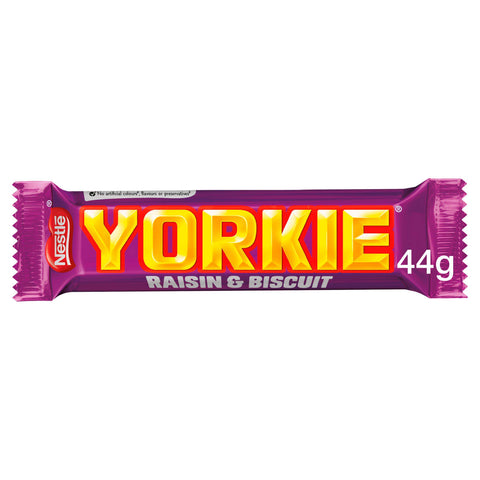 Yorkie Raisin & Biscuit Milk Chocolate Bar - 44g - British Classic Snacks