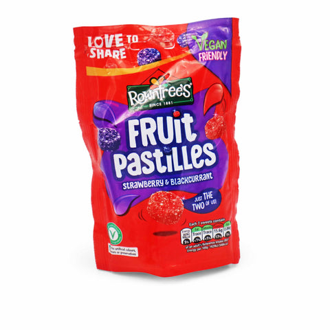 Rowntree's Fruit Pastilles Strawberry & Blackcurrant Sweets Sharing Pouch - 143g - British Snacks